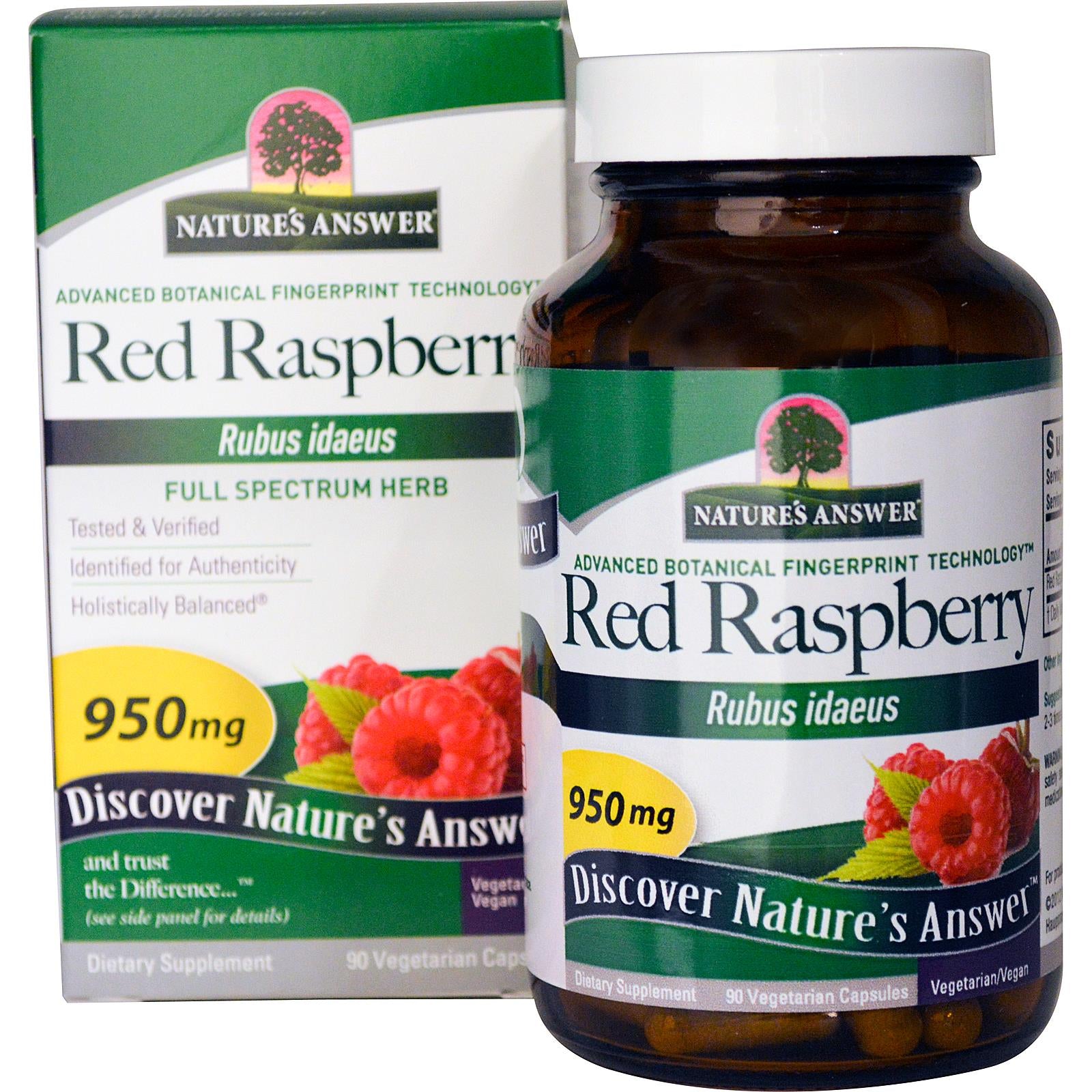 Nature's Answer, Red Raspberry, Rubus Idaeus, 950mg, 90 Veggie Caps