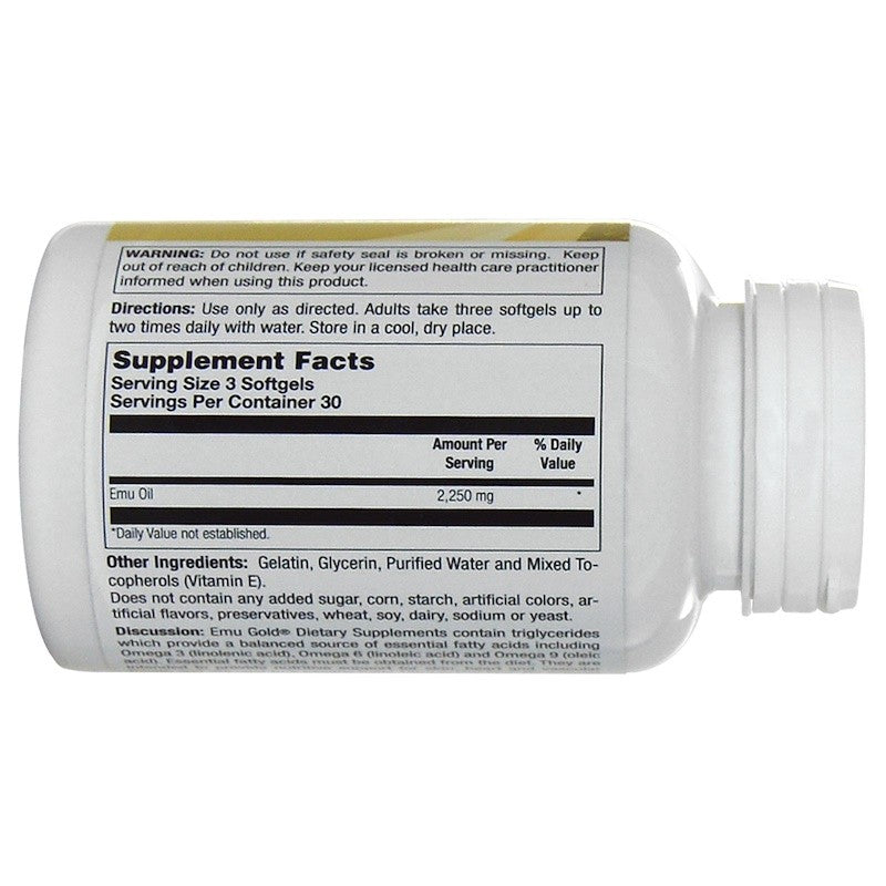 Emu Gold Fully Refined EMU Oil Ultra Active 750 mg 90 Softgels