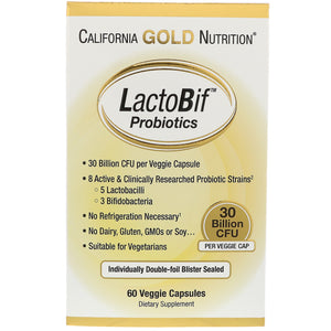 California Gold Nutrition LactoBif Probiotics 30 Billion CFU 60 Veggie Caps