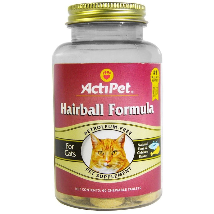 Actipet Hairball Formula For Cats Natural Tuna & Chicken Flavor 60 Chewable Tablets