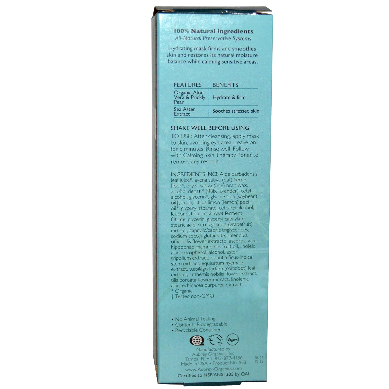 Aubrey Organics, Calming Skin Therapy, Hydrating Mask, Sensitive Skin (89ml)