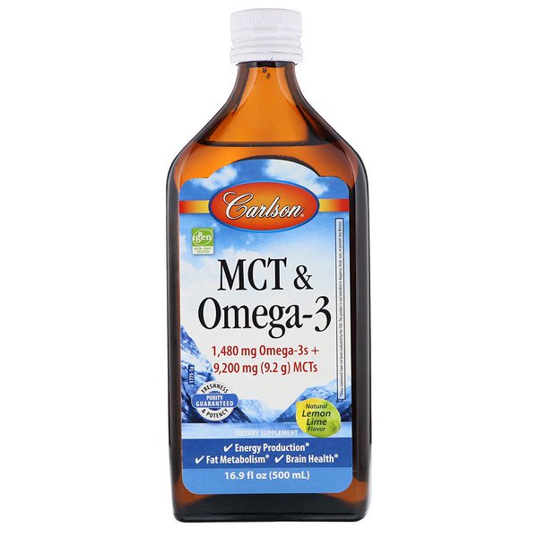 Carlson Labs MCT & Omega-3 Natural Lemon Lime 16.9 fl oz (500ml)