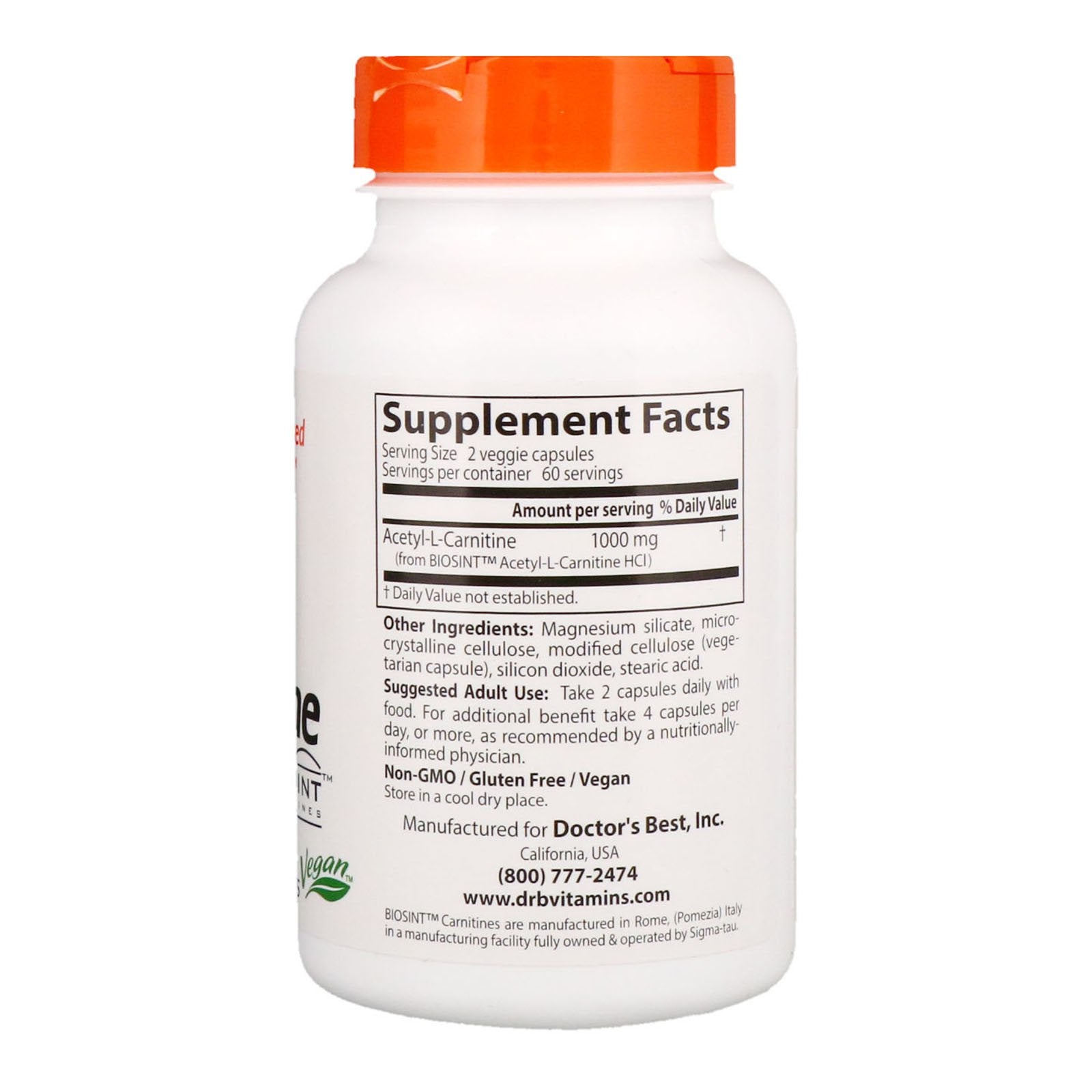 Doctor's Best Acetyl-L-Carnitine 500mg 120 Veggie Caps