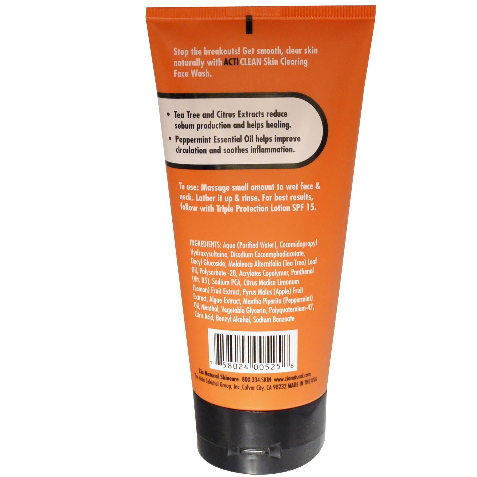 Zia Natural Skincare, Men Acticlear Skin Clearing Face Wash Fragrance Free 150ml