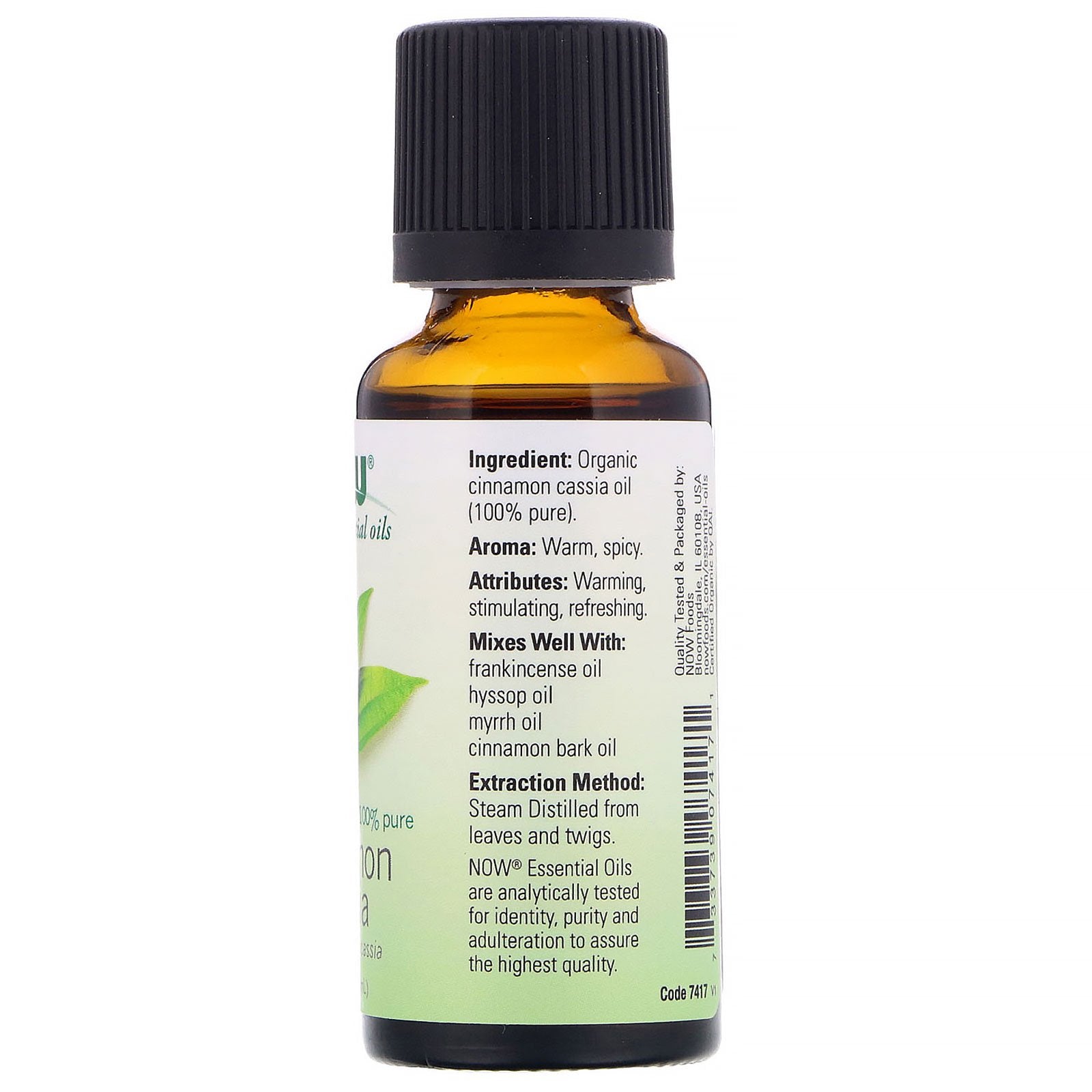 Now Foods Organic Essential Oils Cinnamon Cassia 1 fl oz (30ml)