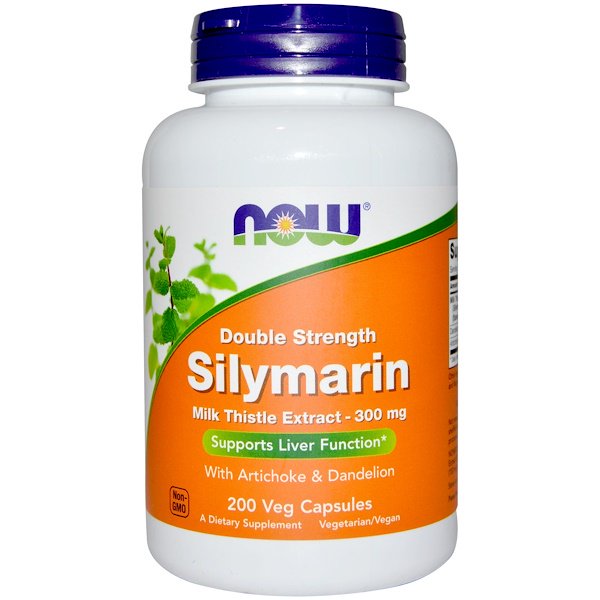 Now Foods Silymarin Milk Thistle Extract with Artichoke & Dandelion Double Strength 300mg 200 Veg Capsules