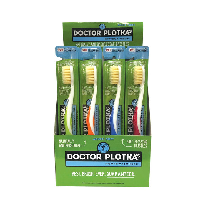 Doctor Plotka'S Mouthwatchers Toothbrushes Adult Soft Mixed x 20 Display (Blue Green Orange Red)