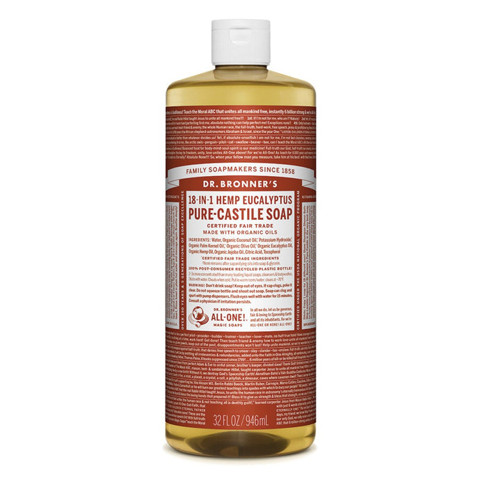 Dr.Bronner'S Pure-Castile Soap Liquid (Hemp 18-In-1) Eucalyptus 946ml
