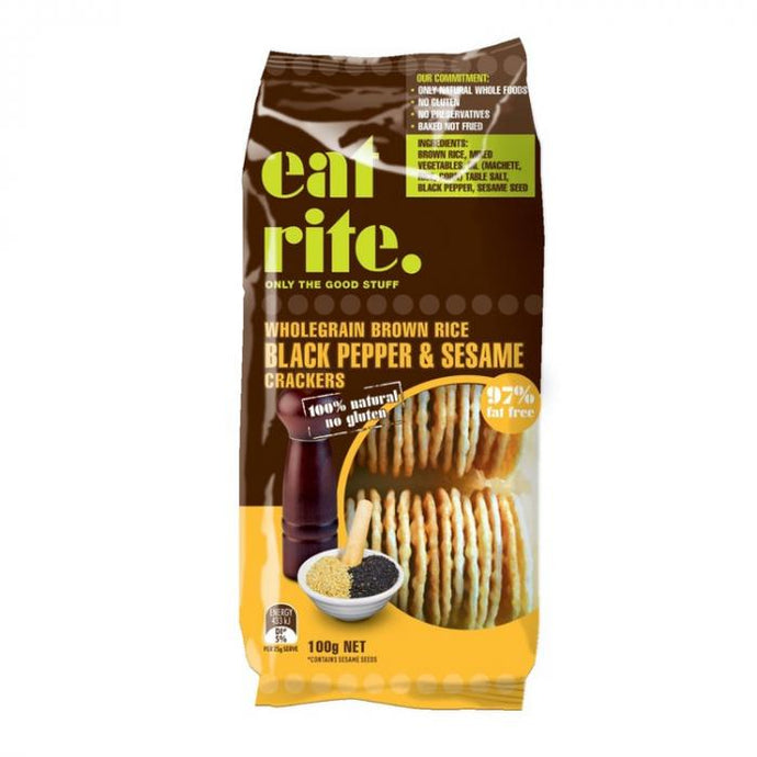 EatRite Brown Rice Crackers Black Pepp 100g