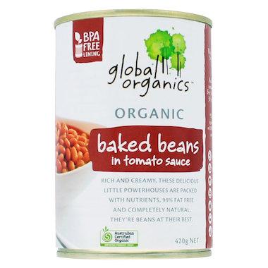 Global Organics Baked Beans In Tomato Sauce Or 420g X12