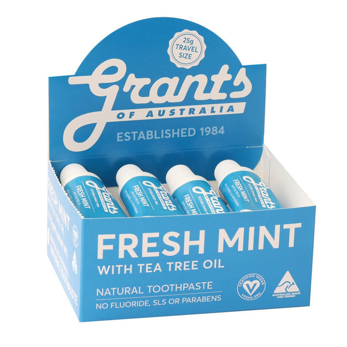 Grants Natural Toothpaste Fresh Mint With Tea Tree Oil 25gx12 Display