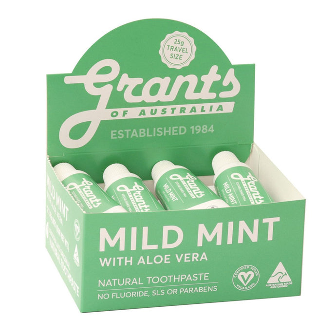 Grants Natural Toothpaste Mild Mint With Aloe Vera 25gx12 Display