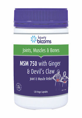 Henry Blooms MSM 750 with Ginger 1000mg & Devils Claw 120 vegetarian capsules