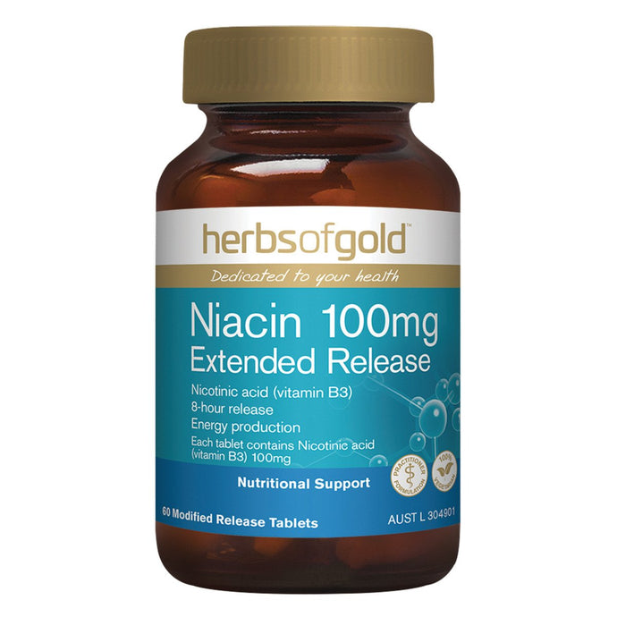 Herbs Of Gold Niacin 100Mg Extended Release 60 Tablets