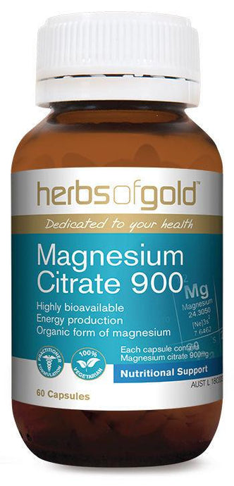Herbs of Gold Magnesium Citrate 900, 60 Veggie Capsules