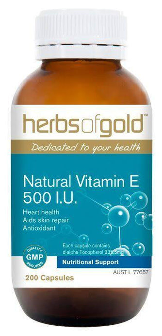 Herbs of Gold Vitamin E 500IU Natural 100 Capsules