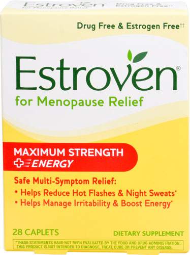 Estroven Maximum Strength menopause relief dietary supplement, 28 capsules, drug-free, estrogen-free formula with soy isoflavones for hot flash and irritability relief