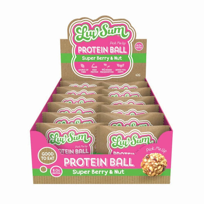 Luv Sum Protein Ball Super Berry Nut 42g x 12 Display