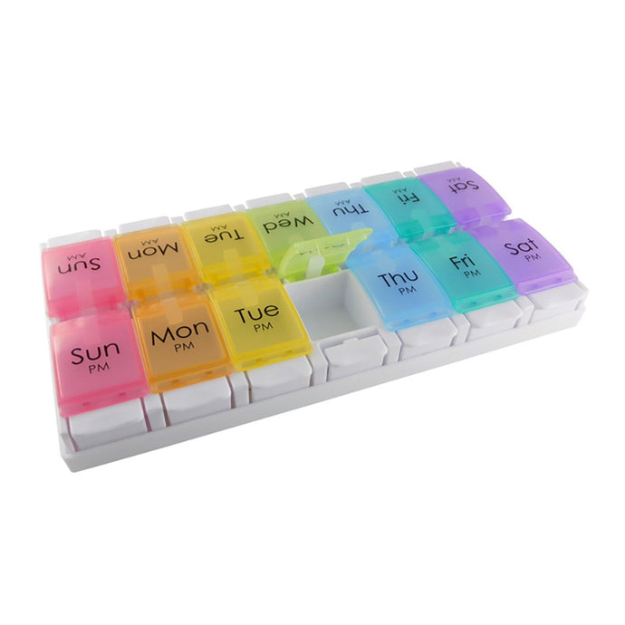 Surgical Basics Pill Box Weekly Pill Planner Removable (2 Per Day Am/Pm) Large (24 x 12.5 x 2.7 Capsulesm)