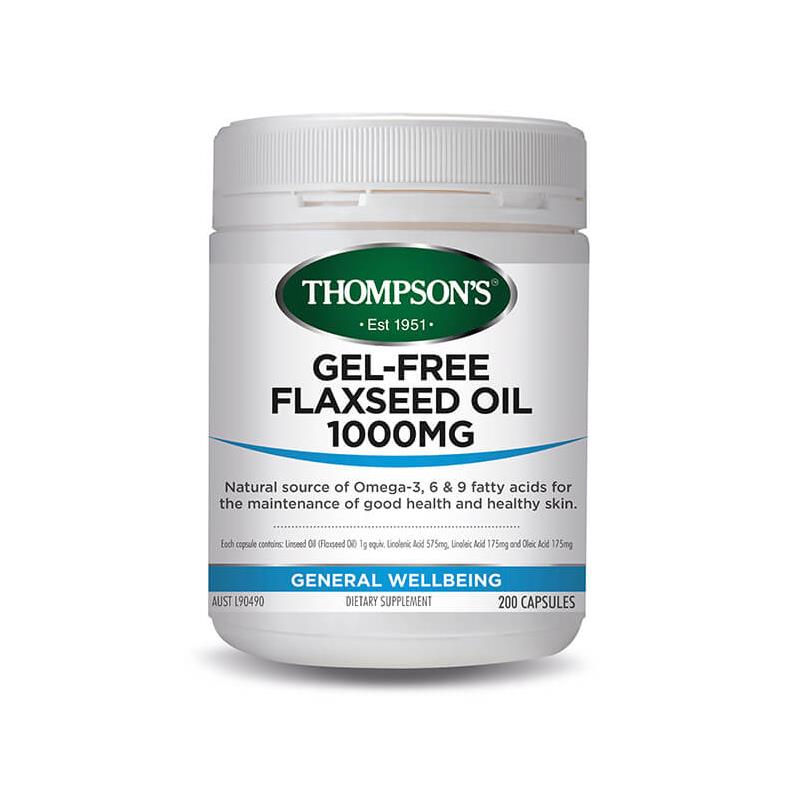 Thompson's Gel-Free Flaxseed Oil 1000mg 200 Vegi-Caps