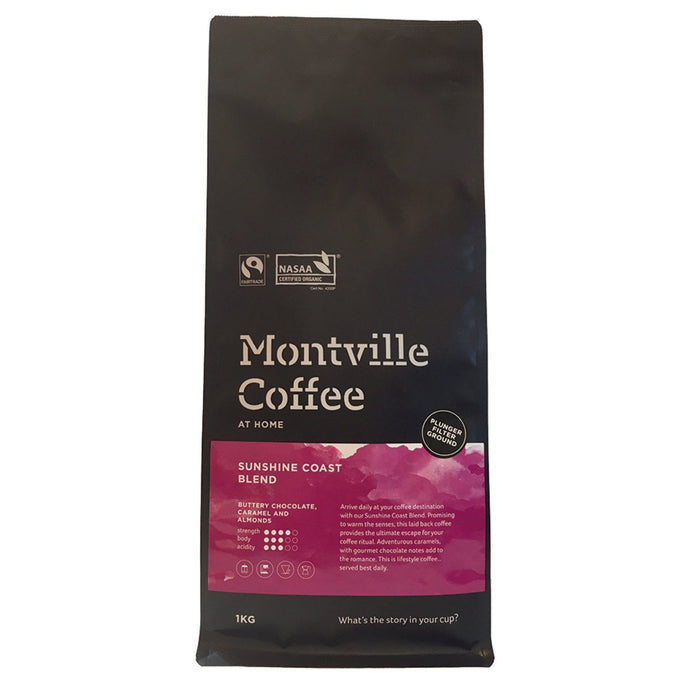 Montville Coffee Organic Sunshine Coast Blend Plunger/ Filter Grind 1Kg