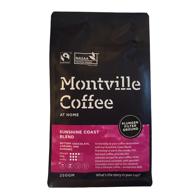 Montville Coffee Organic Sunshine Coast Blend Plunger/ Filter Grind 250g
