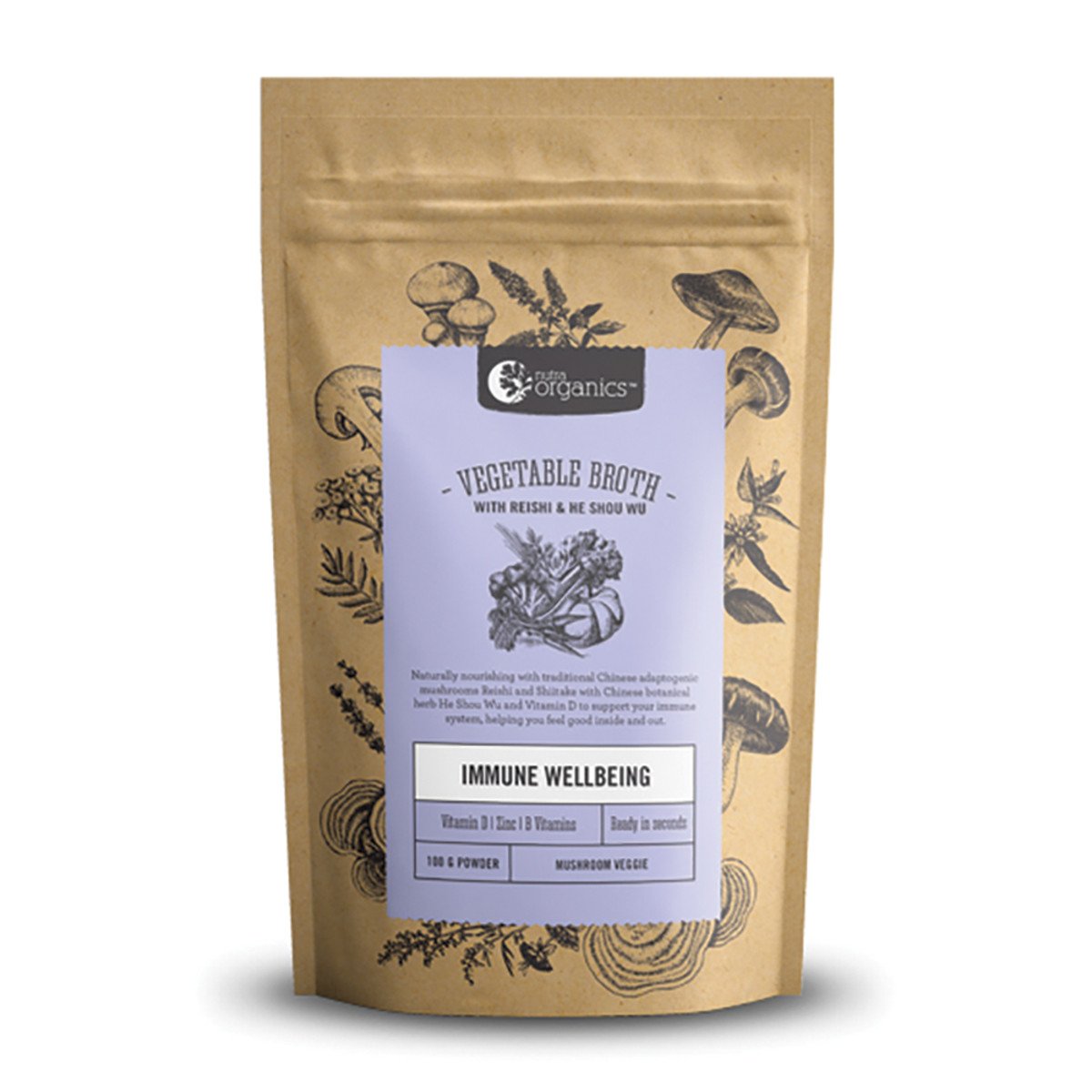 Nutra Organics Broth Vegetable Adaptogenic Mushrooms 125g