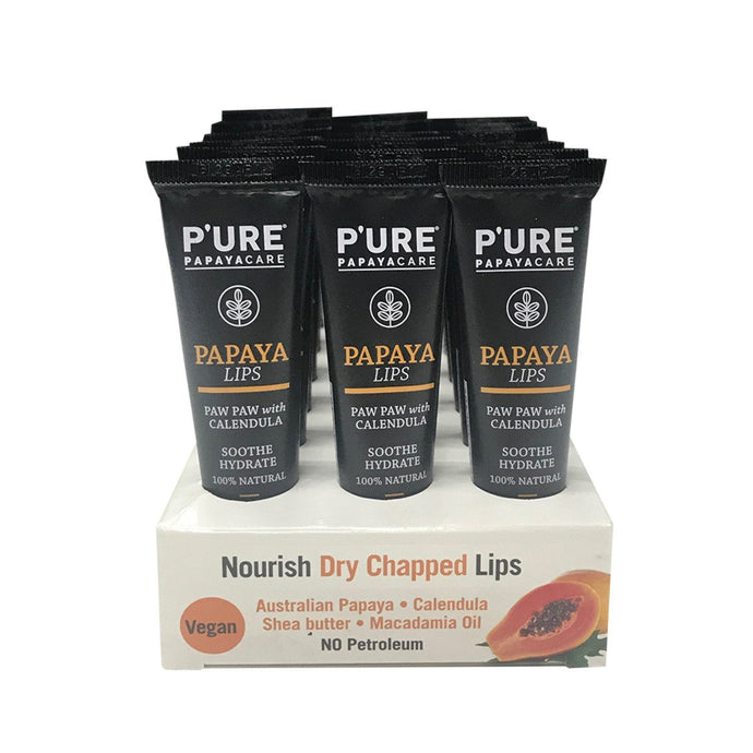 P'Ure Papayacare Papaya Lips (Paw Paw Calendula) 10g x 18 Display