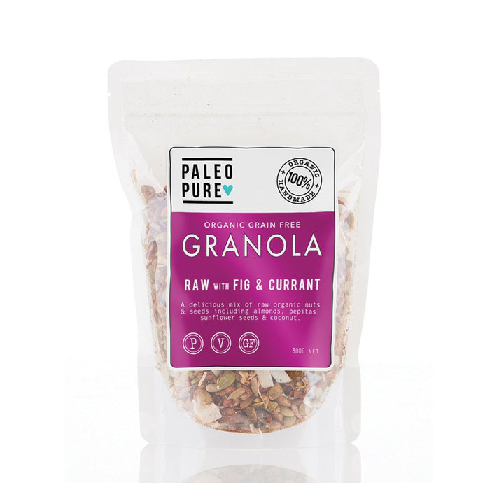 Paleo Pure Organic Grain Free Granola Raw With Fig & Currant 300g