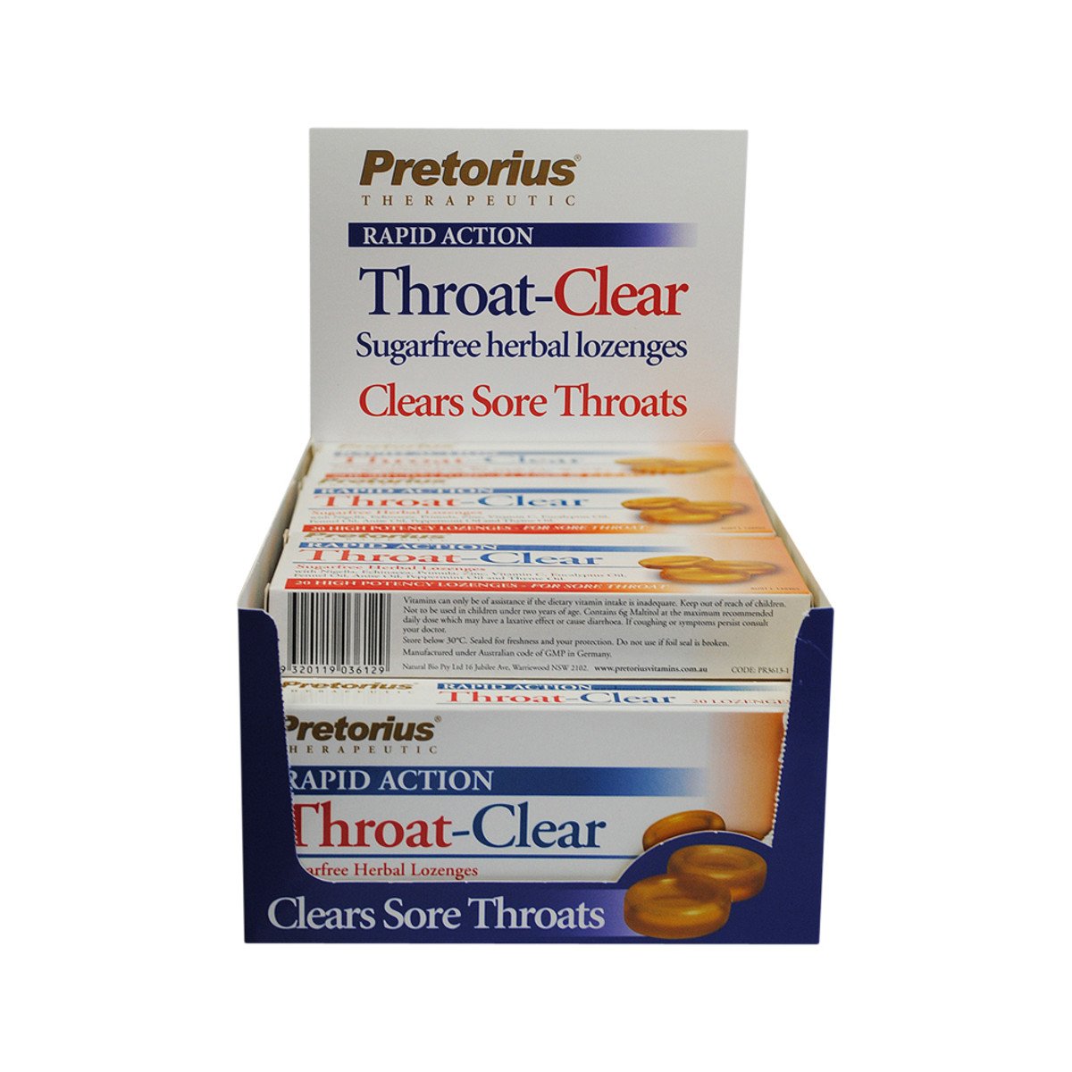 Pretorius Throat-Clear Lozenges Original 20 Pack x 12 Display