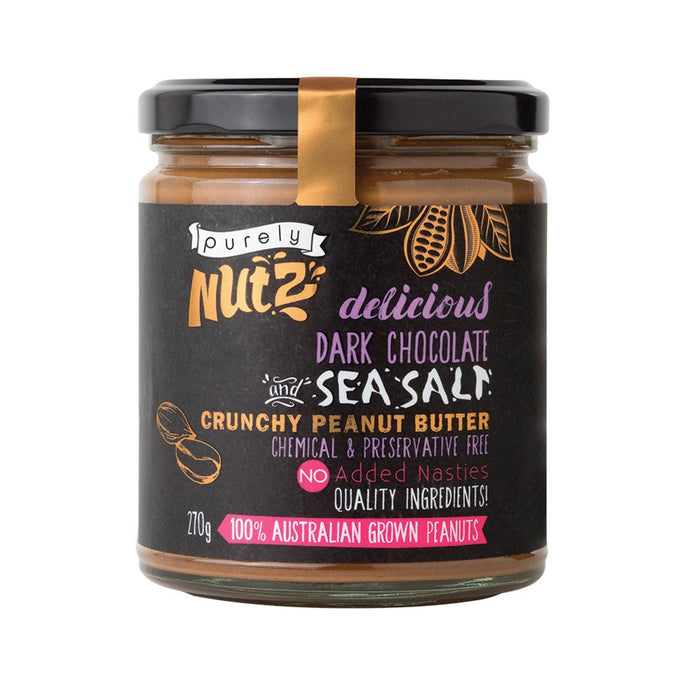 Purely Nutz Peanut Butter Crunchy Dark Chocolate And Sea Salt 270g