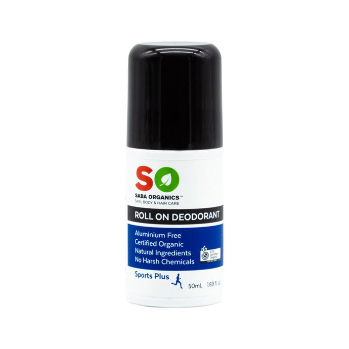 Saba Organics Certified Organic Deodorant Roll On Sports Plus 50ml