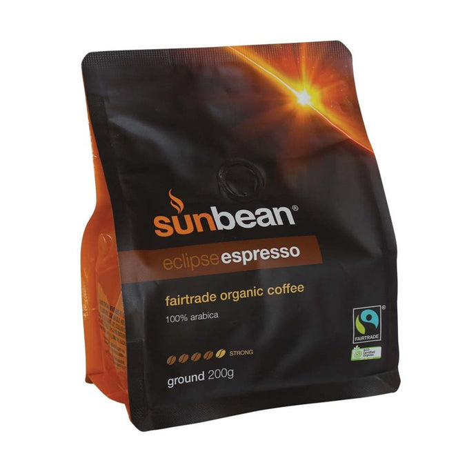 Sun bean Coffee Fairtrade Organic 100% Arabica Eclipse Espresso Ground 200g