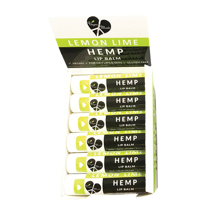 Vegan Made Delights Lip Balm Hemp Lemon Lime 4g x 18 Counter Unit