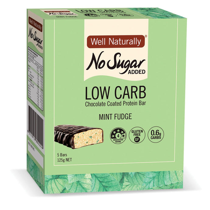 Well Naturally No Added Sugar Protein Mini Bar Mint Fudge 25g x 5 Pack