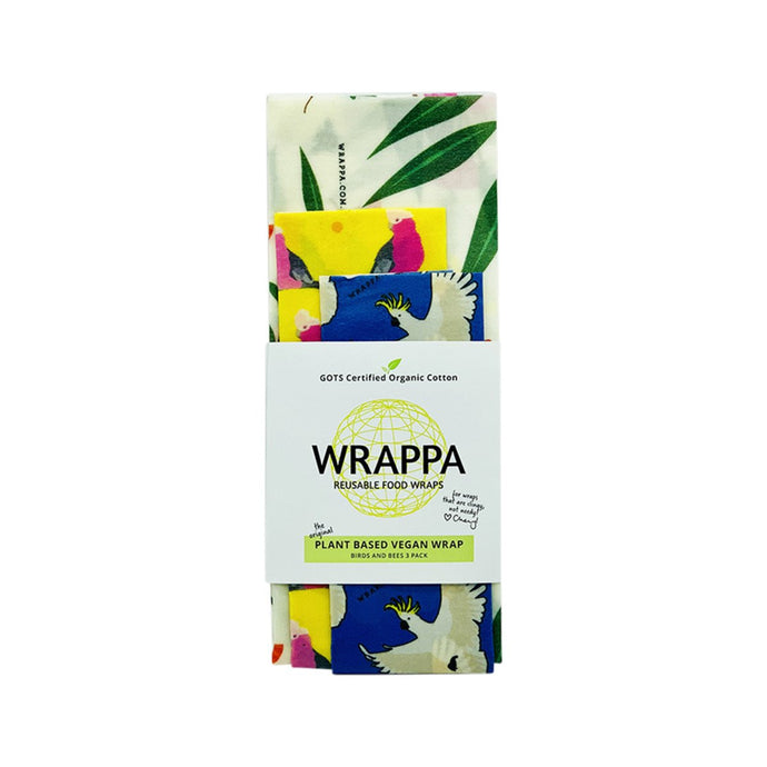 Wrappa Reusable Food Wrap Plant Based Vegan Wrap Birds And Bees 3 Pack