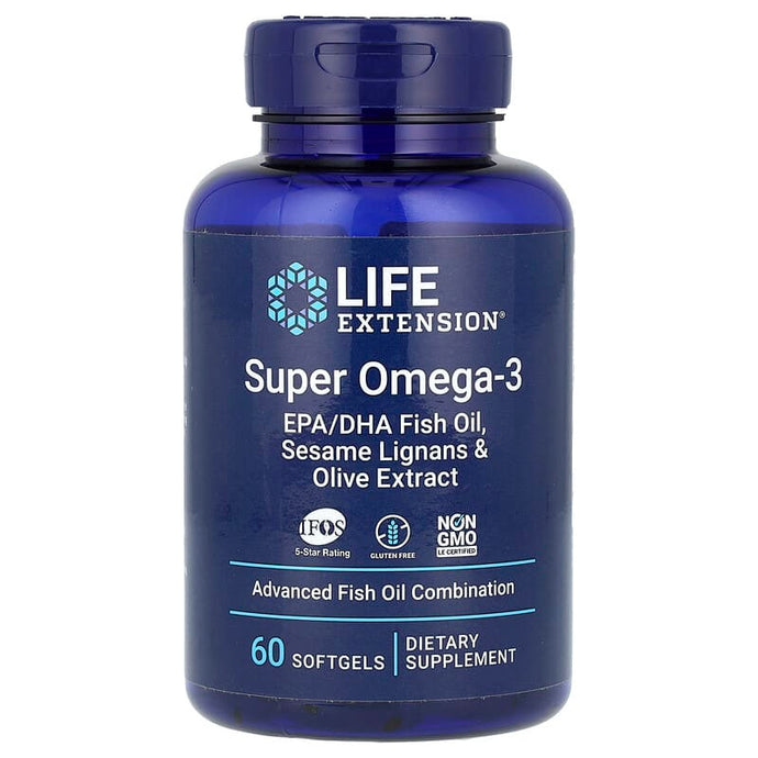 Life Extension, Super Omega-3, EPA/DHA Fish Oil, Sesame Lignans & Olive Extract, 60 Softgels