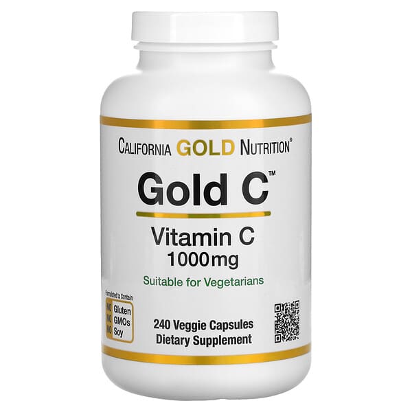 California Gold Nutrition Gold C Vitamin C 1000mg 240 Veggie Capsules