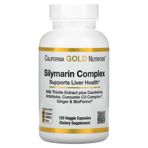 California Gold Nutrition, Silymarin Complex, Milk Thistle Extract Plus Dandelion, Artichoke, Curcumin C3 Complex®, Ginger, and BioPerine®, 120 Veggie Capsules