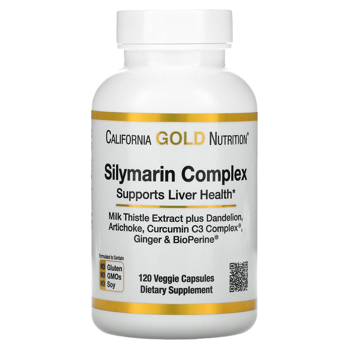 California Gold Nutrition, Silymarin Complex, Milk Thistle Extract Plus Dandelion, Artichoke, Curcumin C3 Complex®, Ginger, and BioPerine®, 120 Veggie Capsules