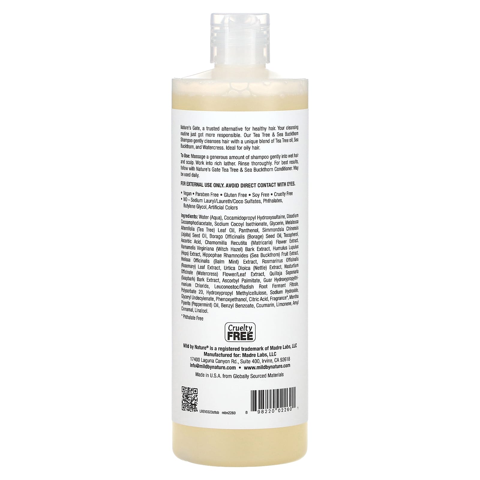 Mild By Nature, Tea Tree & Sea Buckthorn Shampoo for Oily Hair, 16 fl oz (473 ml)