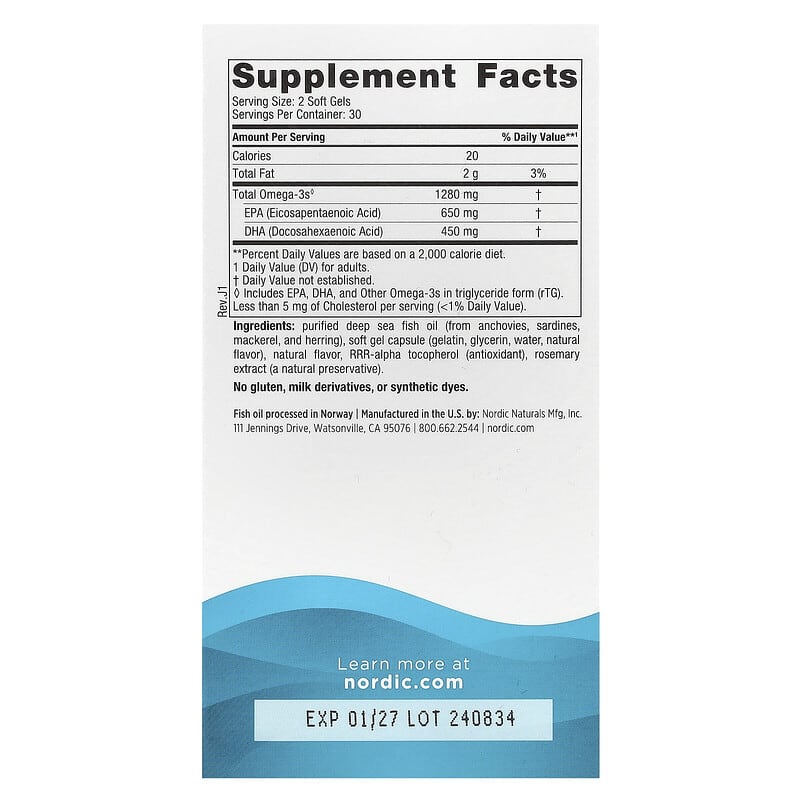 Nordic Natural Ultimate Omega, Lemon, 1000mg, 60 Soft Gels