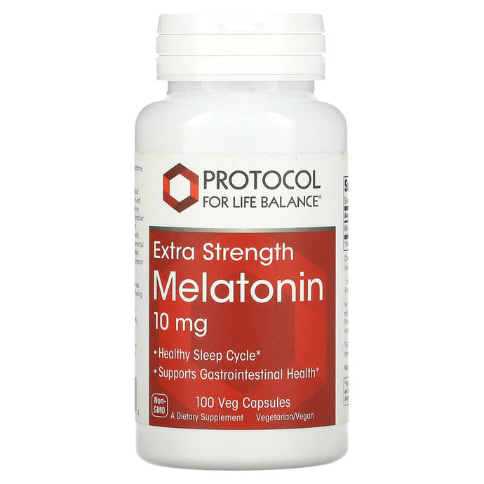 Protocol for Life Balance, Melatonin, Extra Strength, 10 mg, 100 Veg Capsules