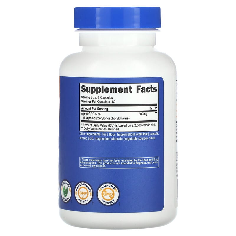 Nutricost, Alpha GPC, 600 mg, 120 Capsules (300 mg per Capsule)