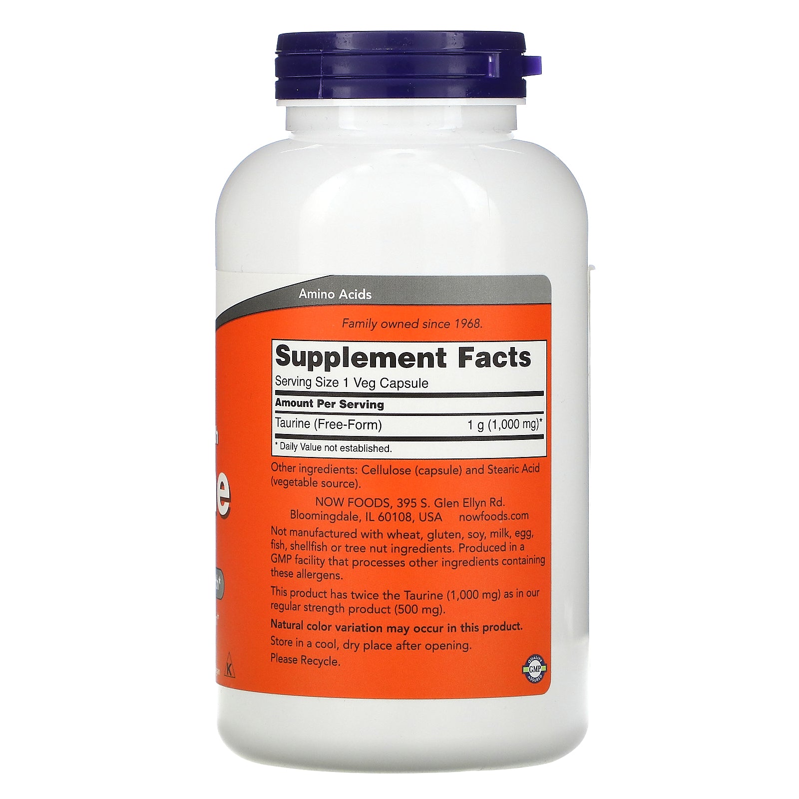 Now Foods Taurine Double Strength 1000mg 250 Capsules