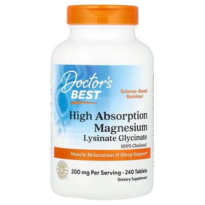 Doctor's Best, High Absorption Magnesium, 200 mg, 240 Tablets (100 mg Per Tablet