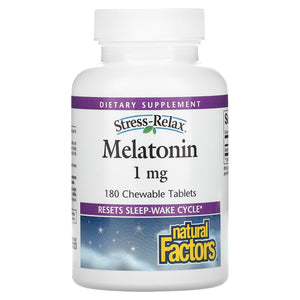 Natural Factors, Stress-Relax, Melatonin, 1 mg, 180 Chewable Tablets