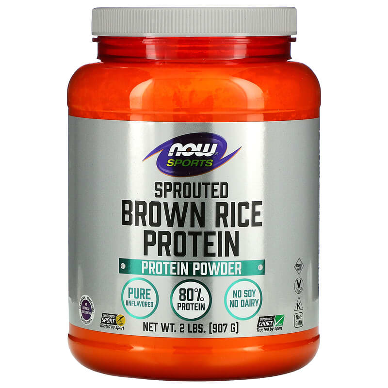 NOW Foods, Sports, Sprouted Brown Rice Protein Powder, Pure Unflavored ...