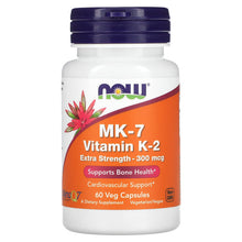 Load image into Gallery viewer, NOW Foods, MK-7 Vitamin K-2, Extra Strength, 300 mcg, 60 Veg Capsules
