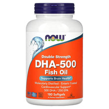 Load image into Gallery viewer, NOW Foods, Double Strength DHA-500 Fish Oil, 180 Softgels By NOW Foods